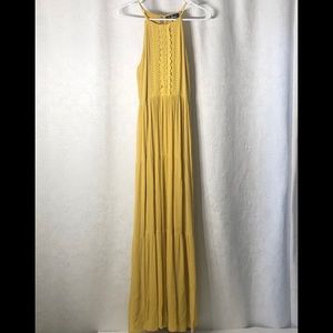 LULU’S MAXI DRESS XS YELLOW MUSTARD LACE LINED